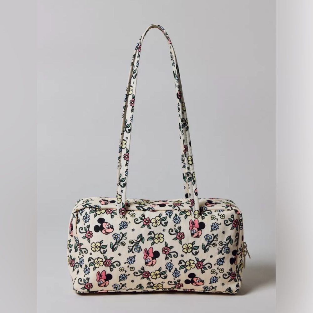 BAGGU X DISNEY Mickey and Minnie Print Cream Beige Bowler Bag NEW NWT
